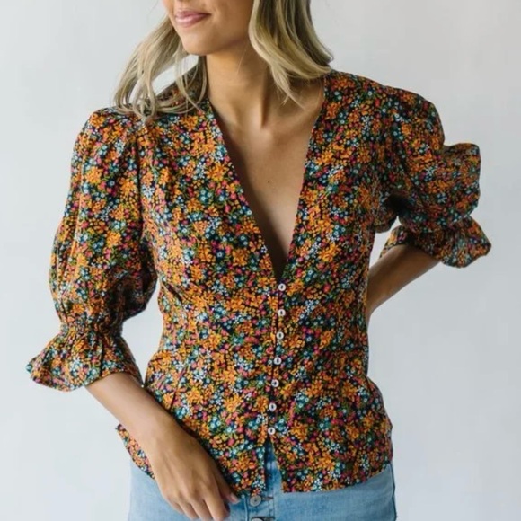 Free People I Found You Printed Floral Blouse - Picture 4 of 5